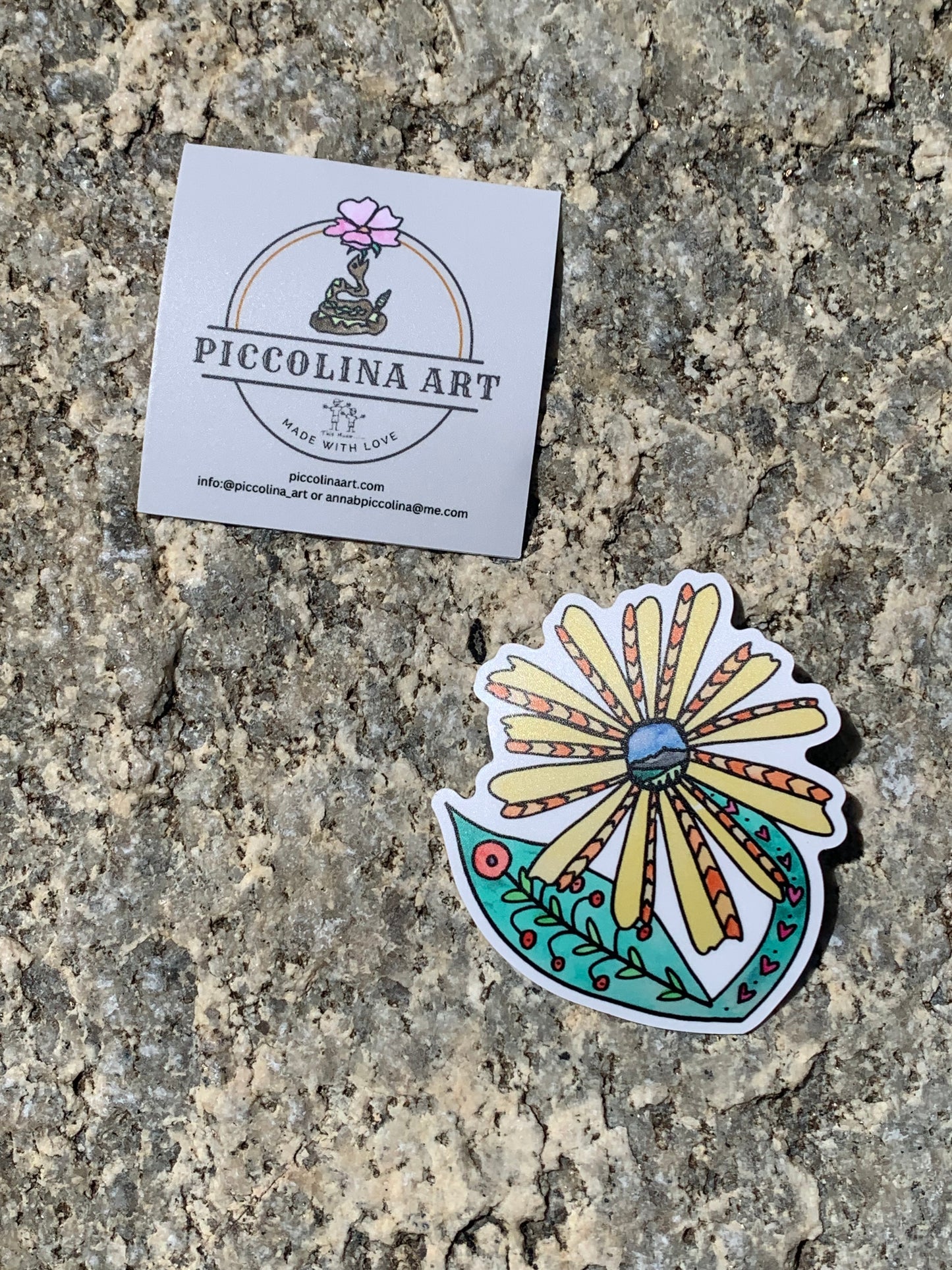 Folk Art Sunflower Sticker