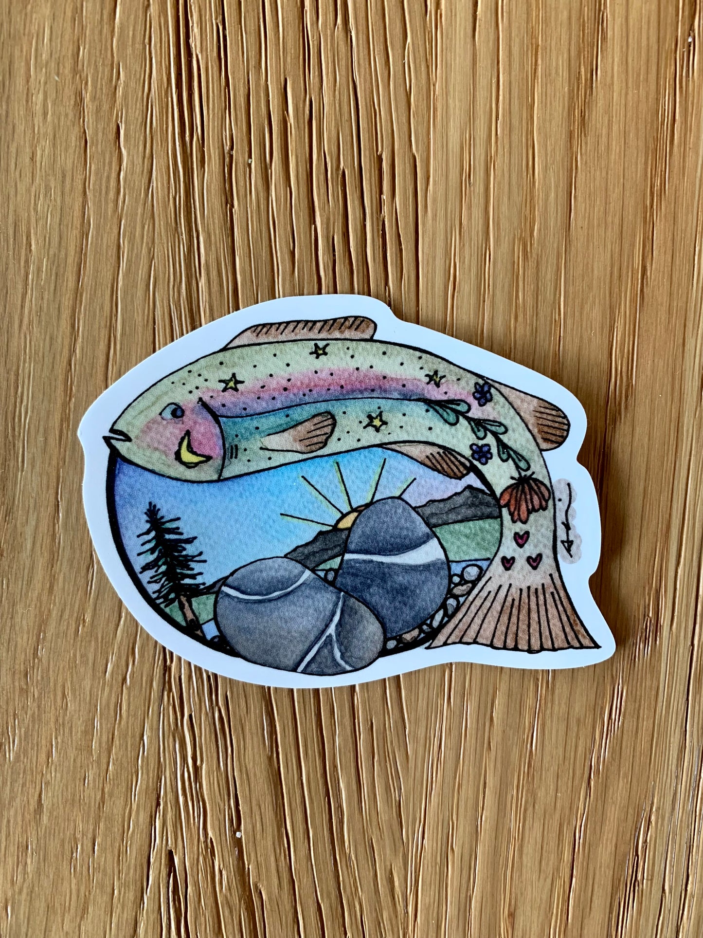 Fish and Wish Rock Sticker