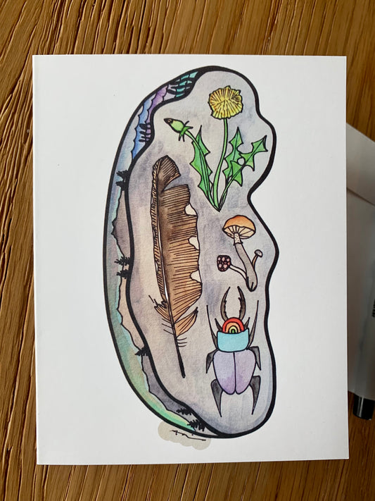 Feather layered worlds greeting card