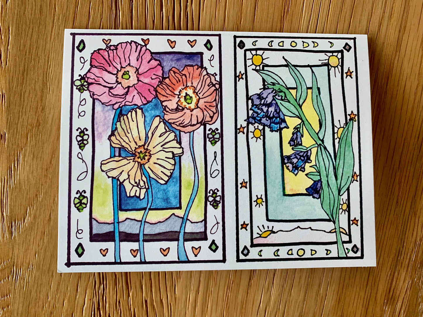 Folk Art Framed Wildflower greeting card