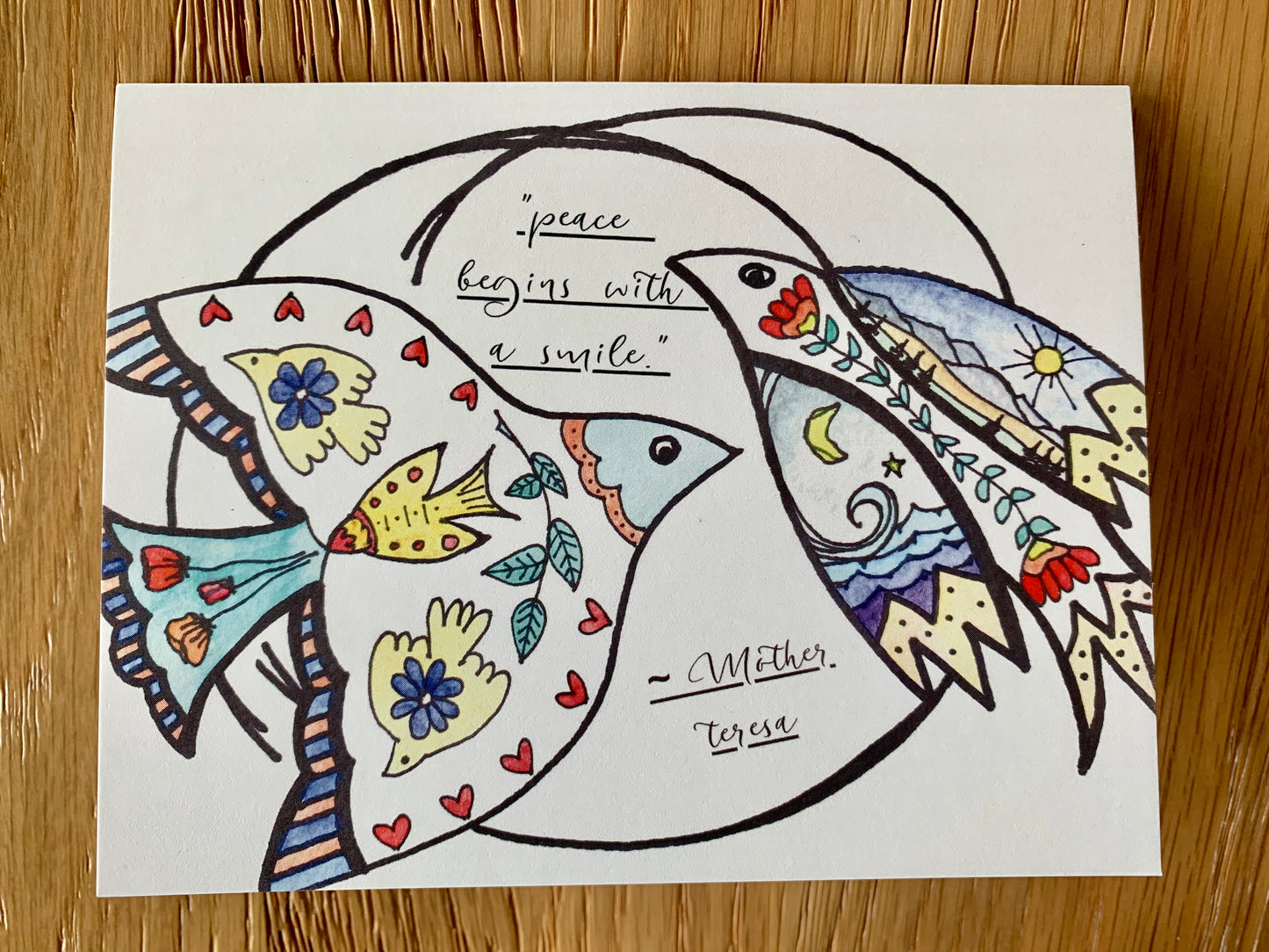 Folk Art Peace Birds greeting card