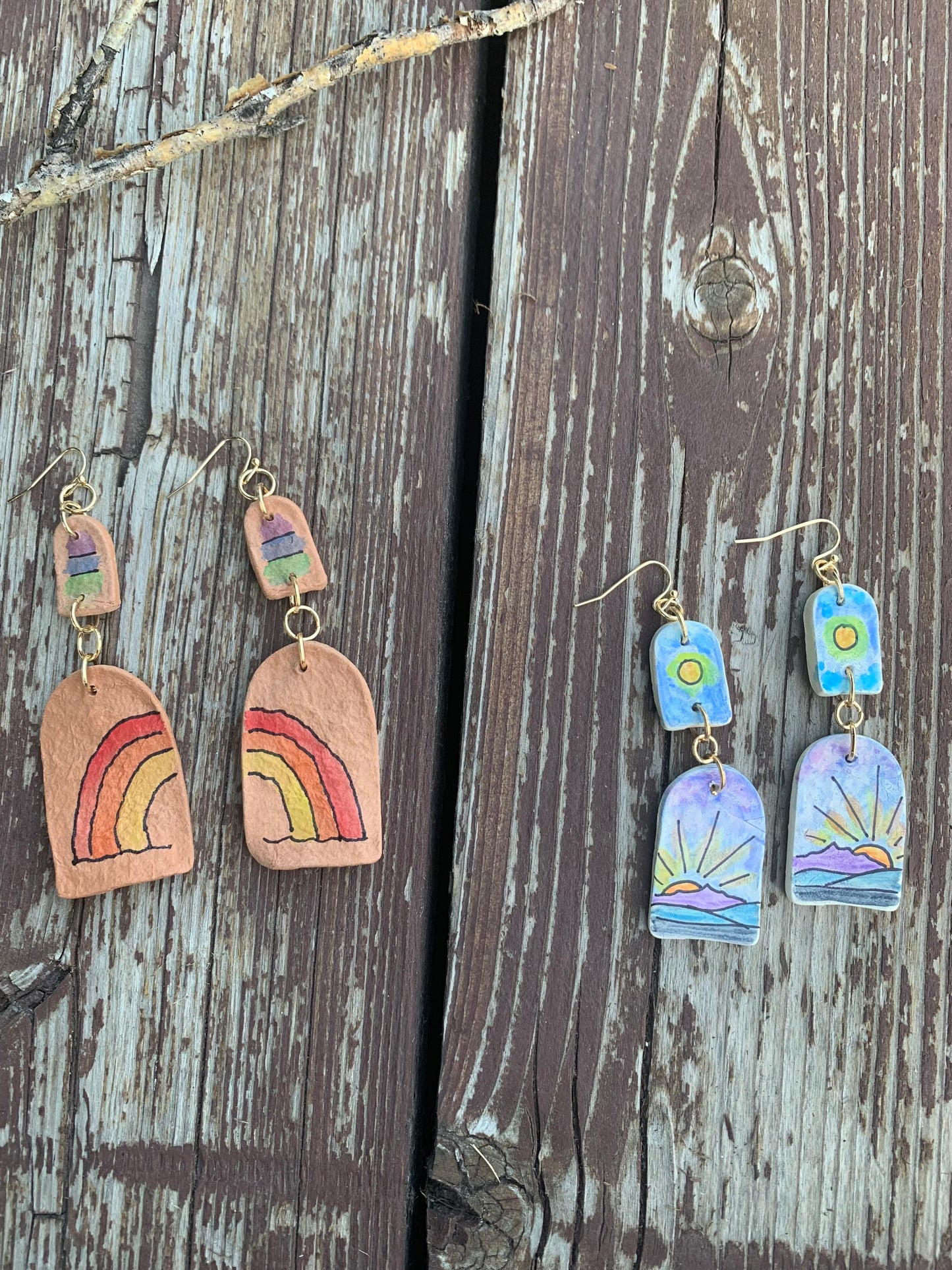 Hand Painted Clay Earrings