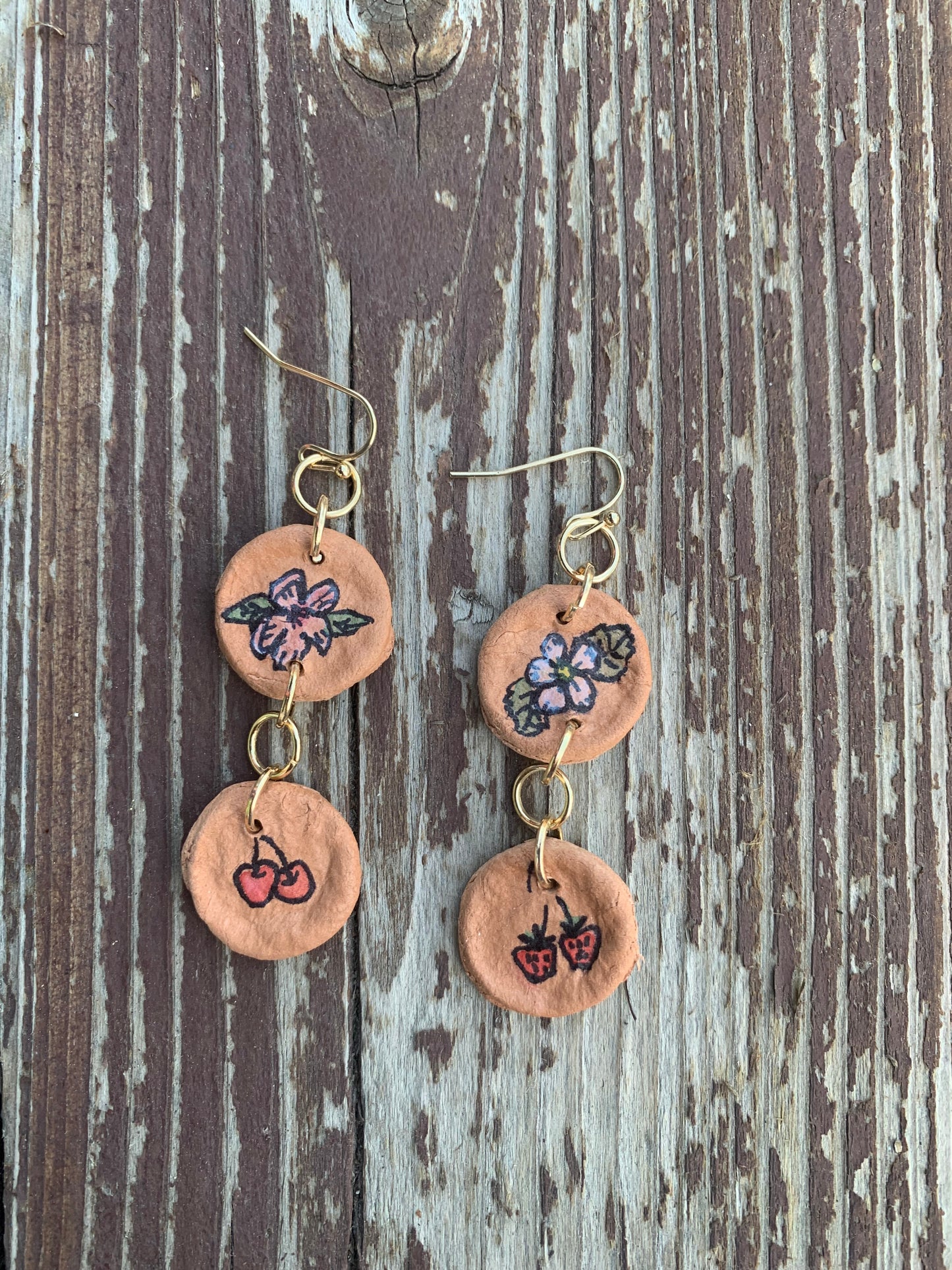 Hand Painted Clay Earrings