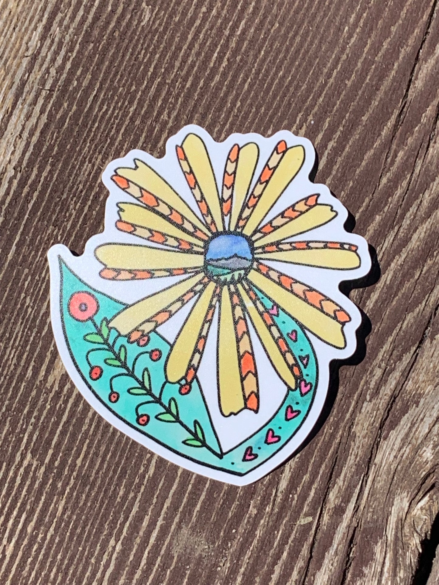 Folk Art Sunflower Sticker