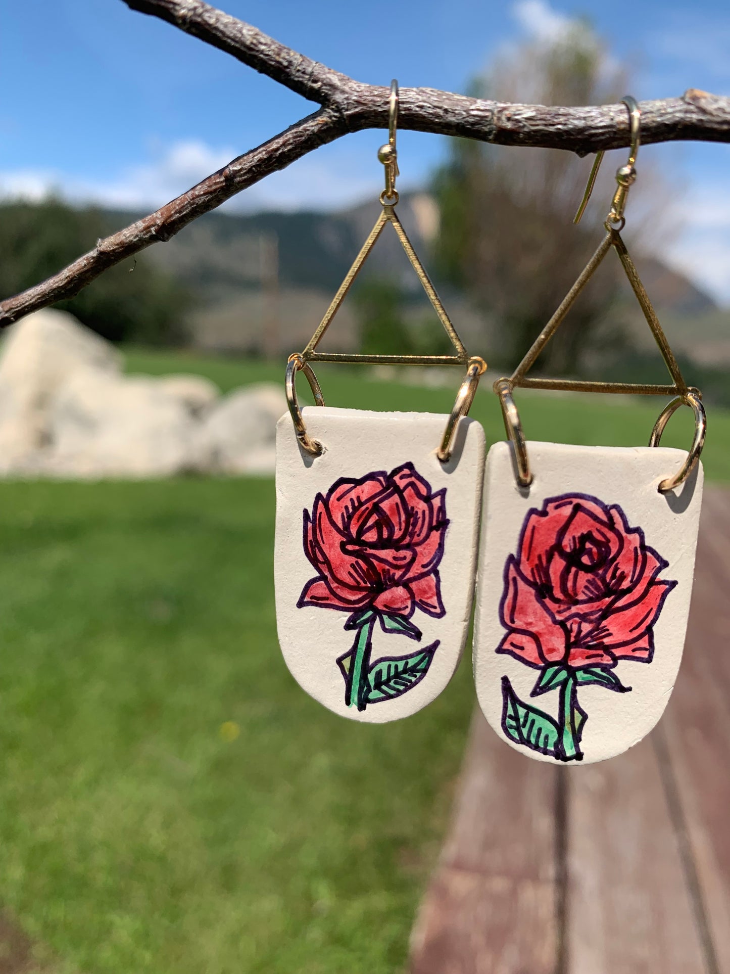 Hand Painted Clay Earrings