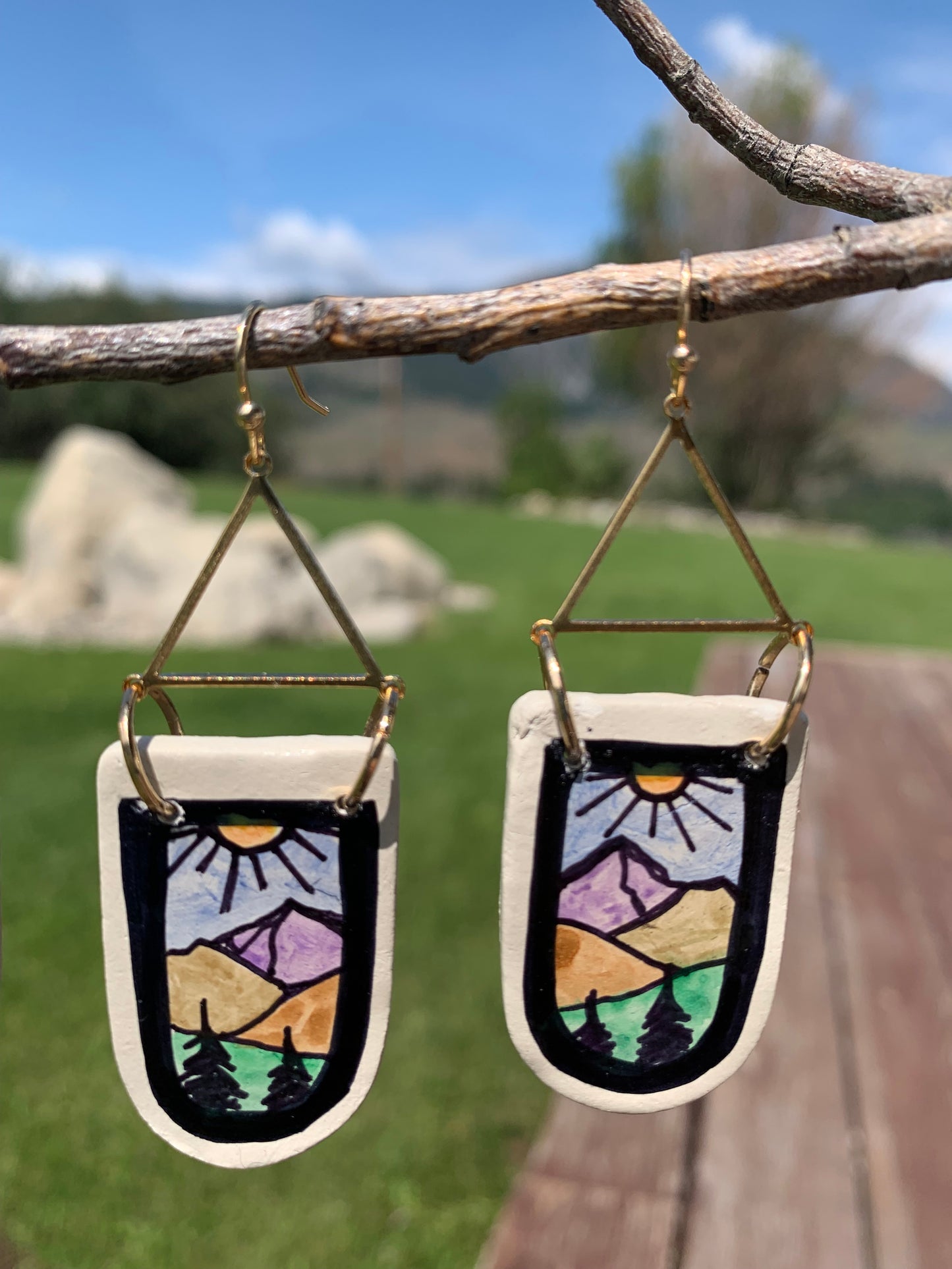 Hand Painted Clay Earrings