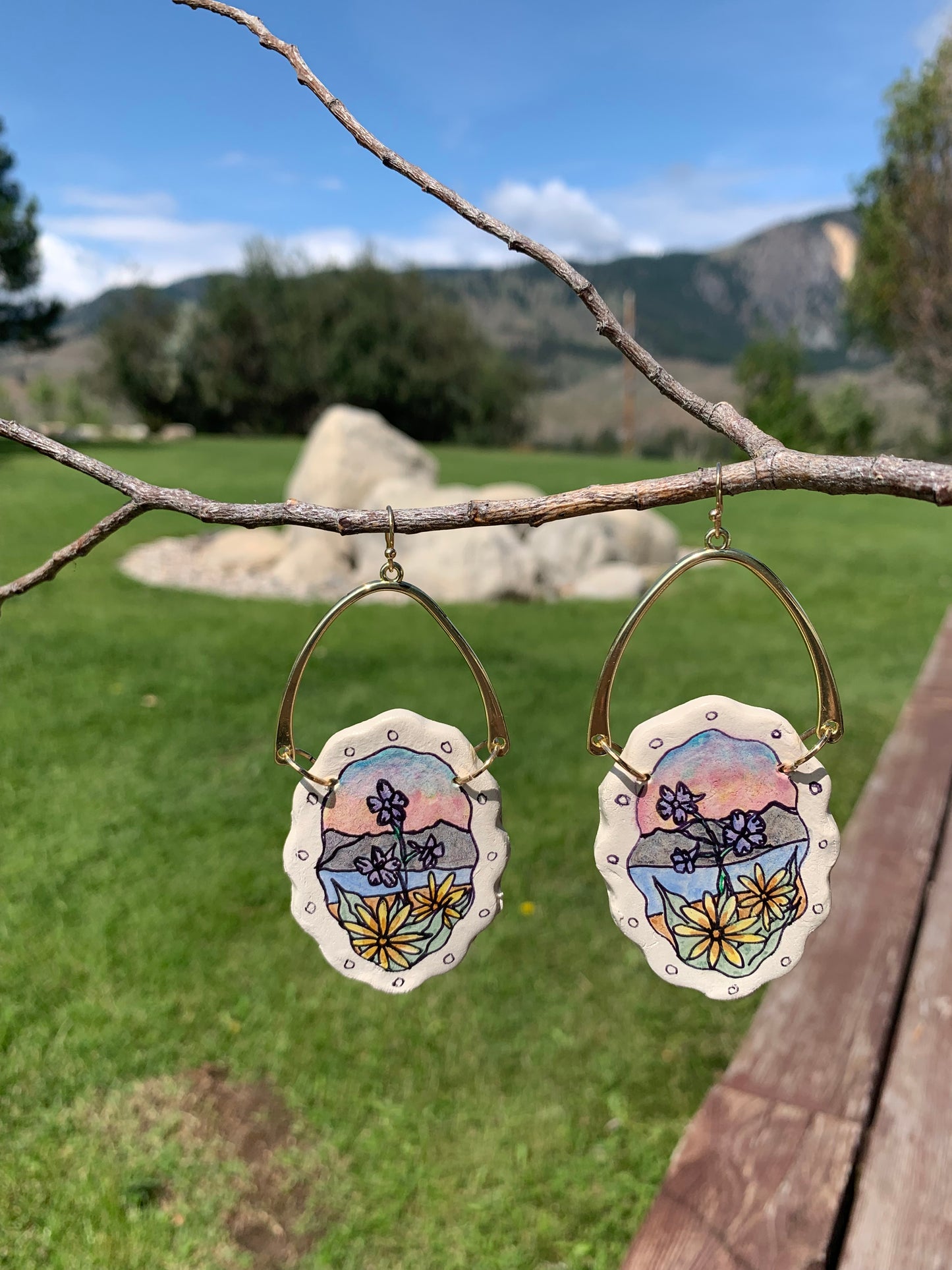 Hand Painted Clay Earrings