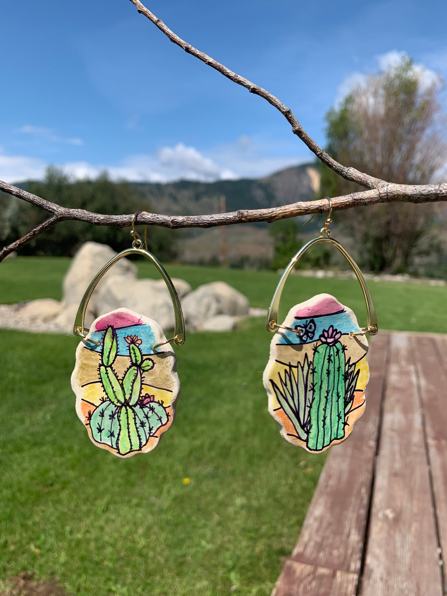 Hand Painted Clay Earrings