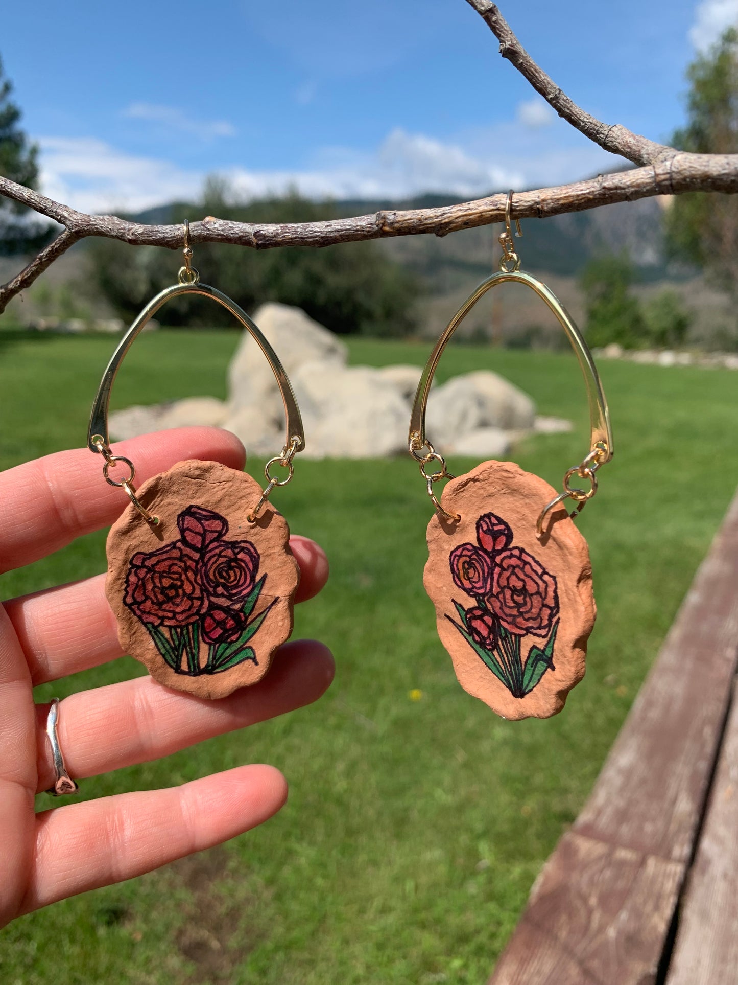 Hand Painted Clay Earrings