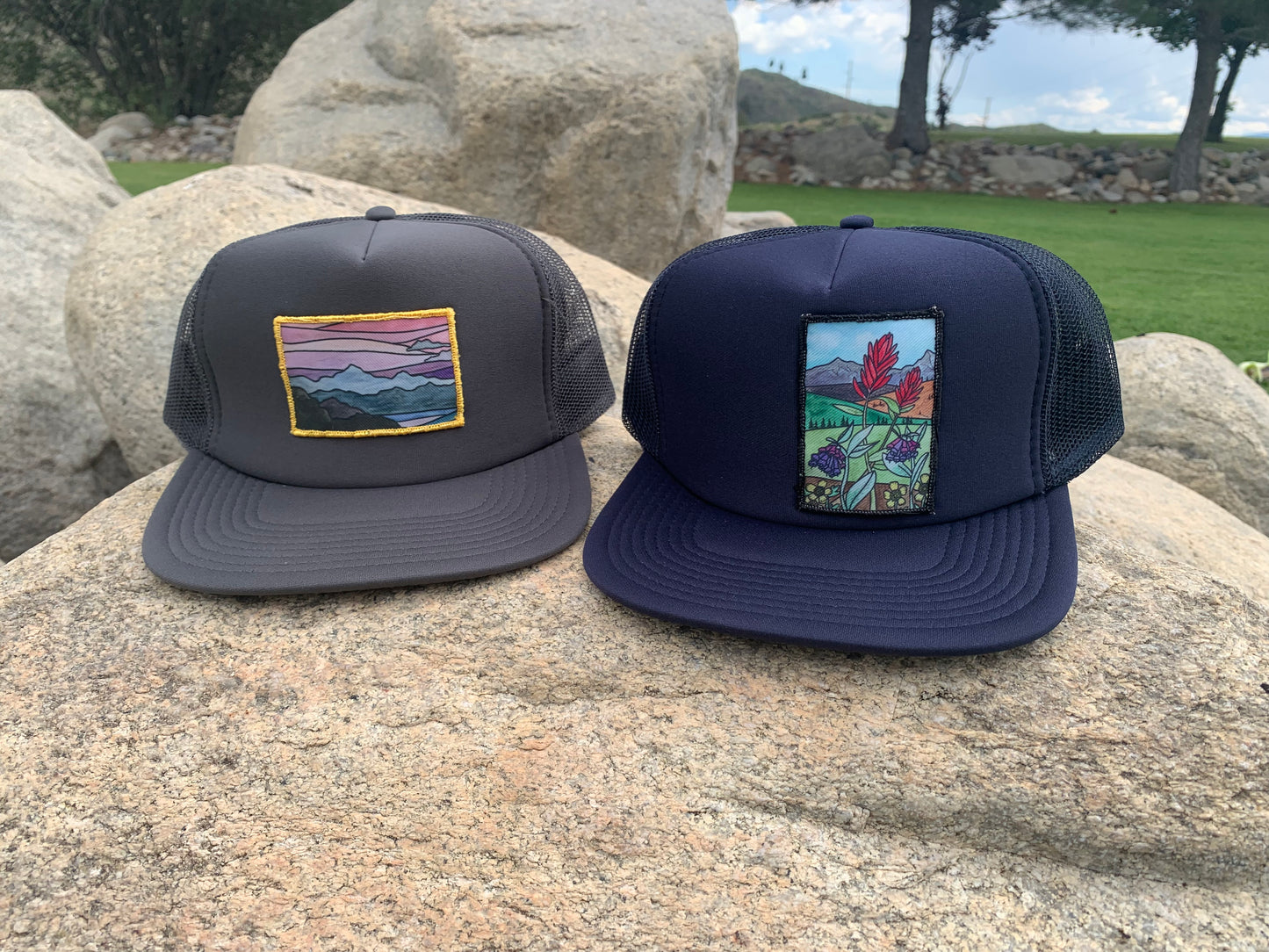 Sun and Mt. Stripes Art Patch Hat