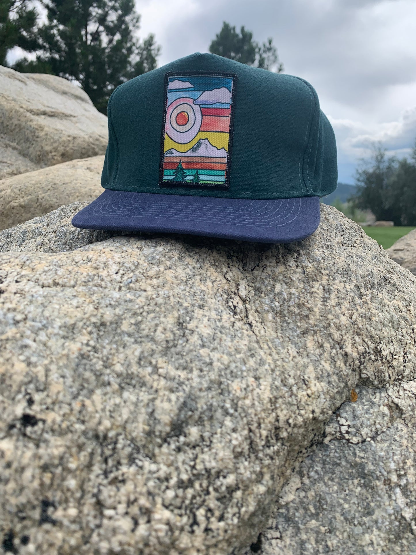 Sun and Mt. Stripes Art Patch Hat