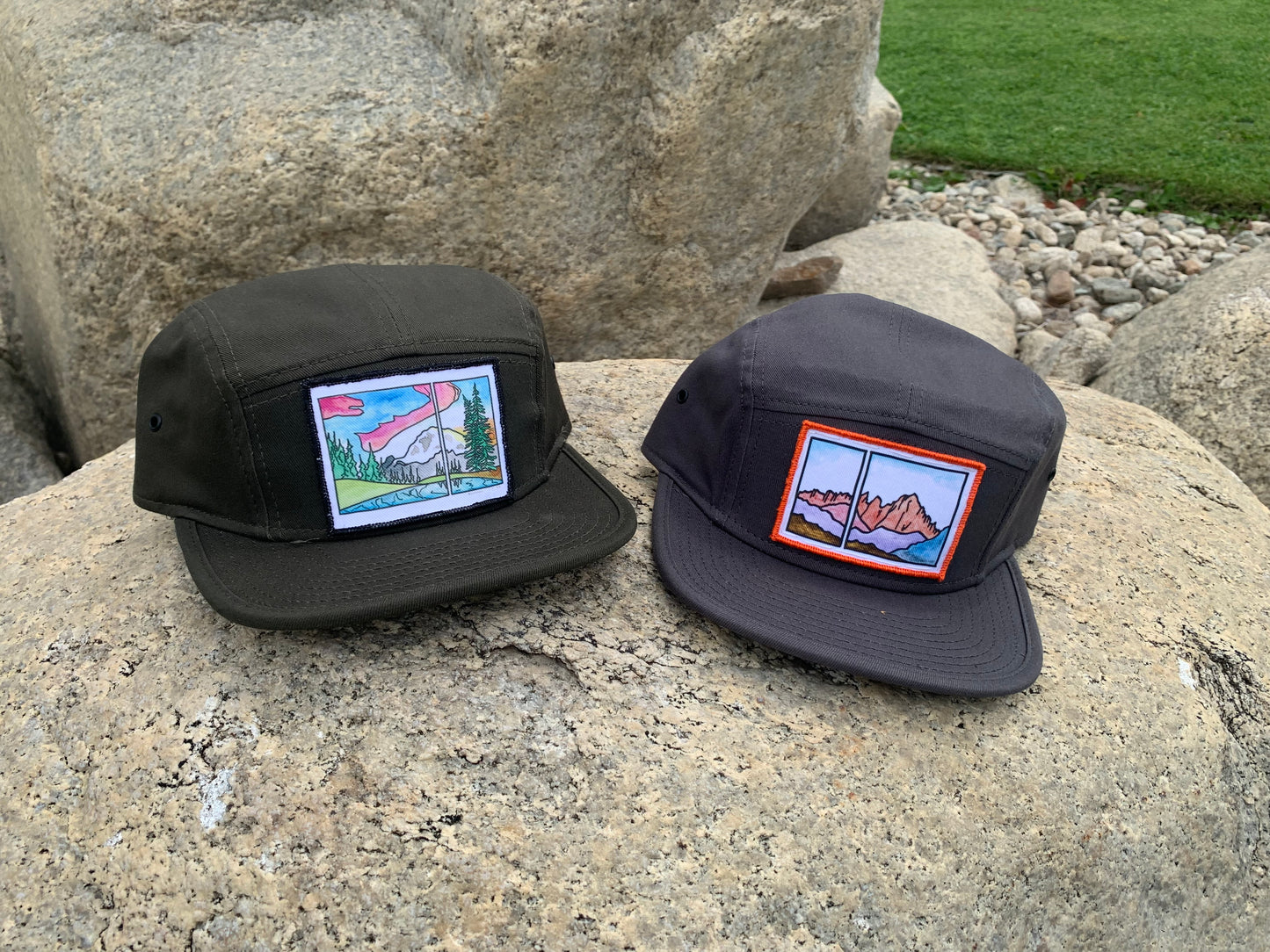 Sun and Mt. Stripes Art Patch Hat