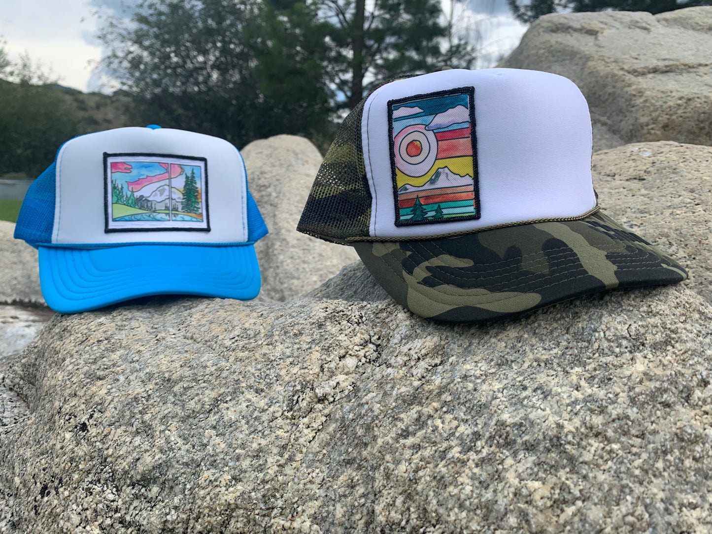 Sun and Mt. Stripes Art Patch Hat