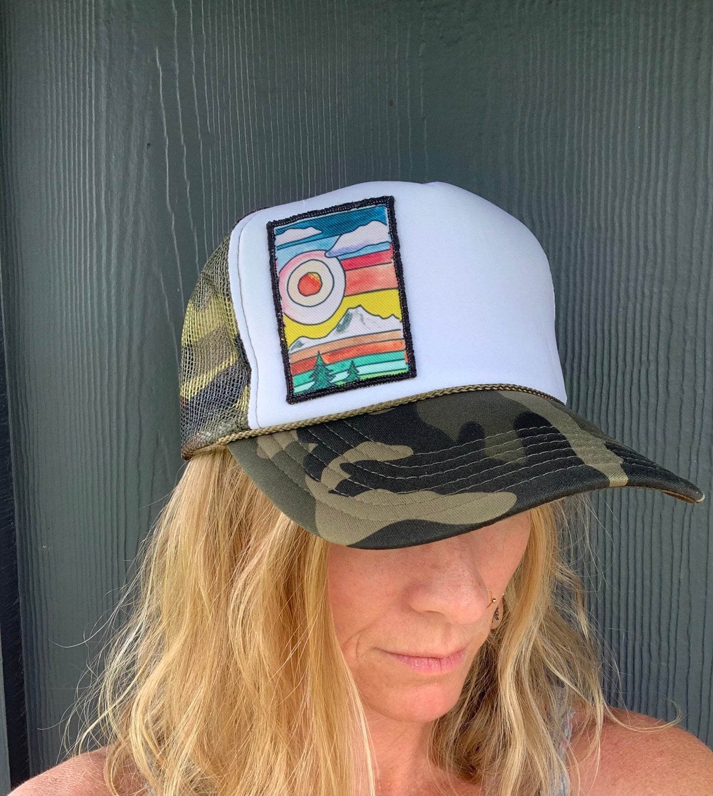 Sun and Mt. Stripes Art Patch Hat