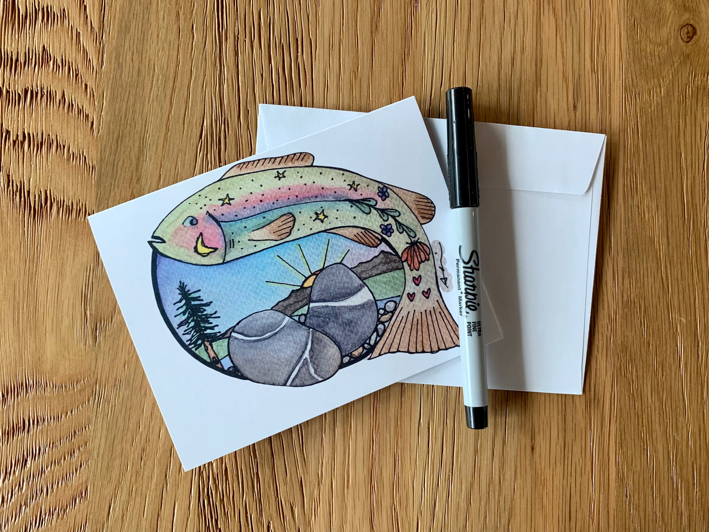 Fish and Wish rock greeting card