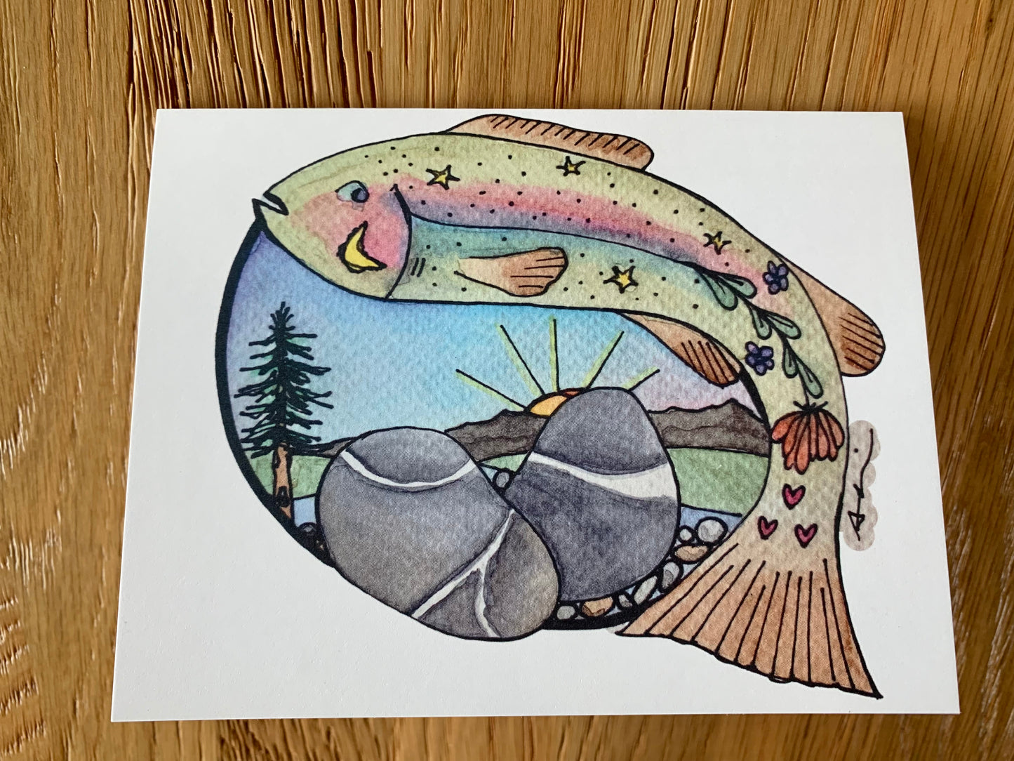 Fish and Wish rock greeting card