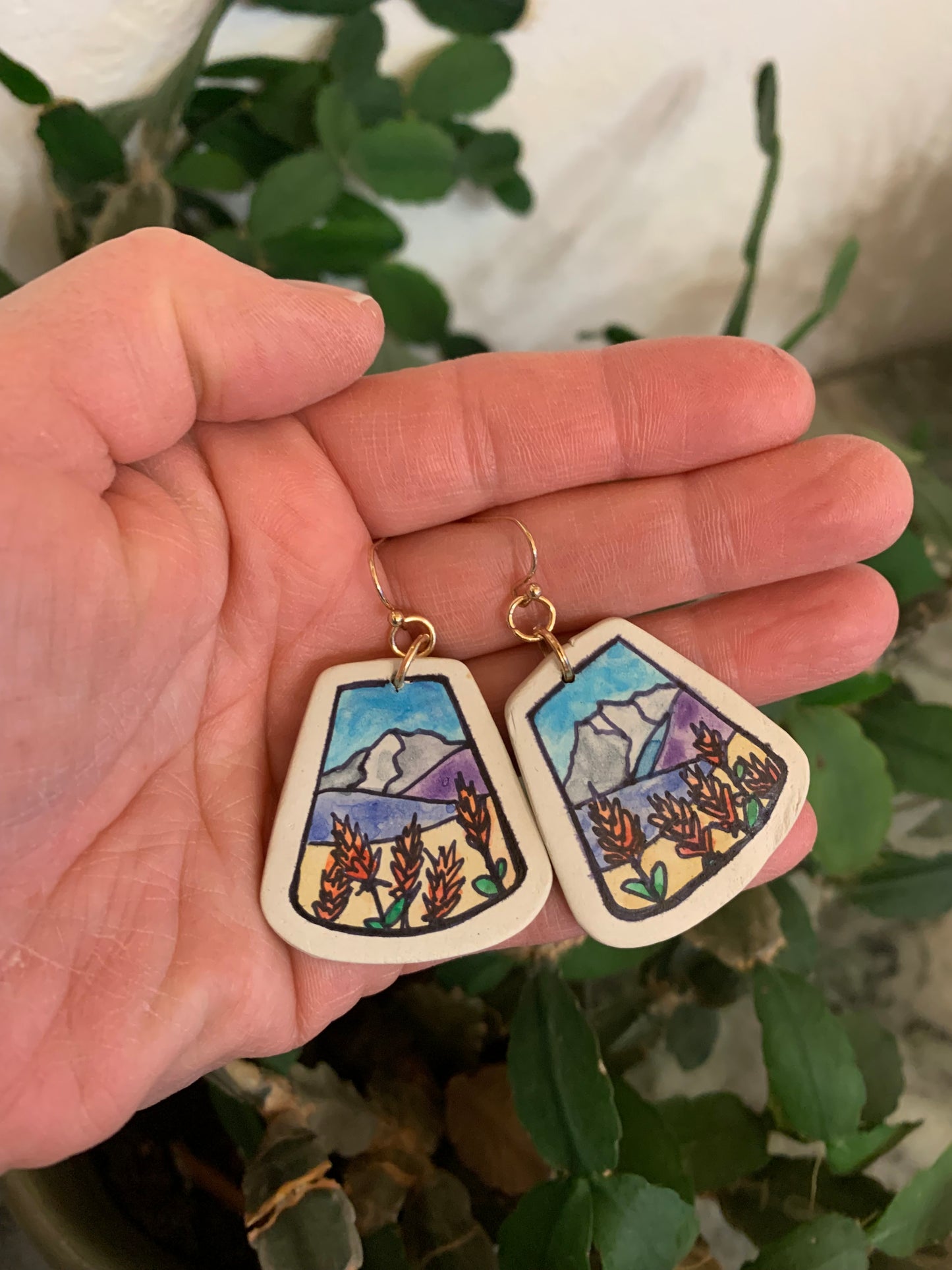 Hand Painted Clay Earrings