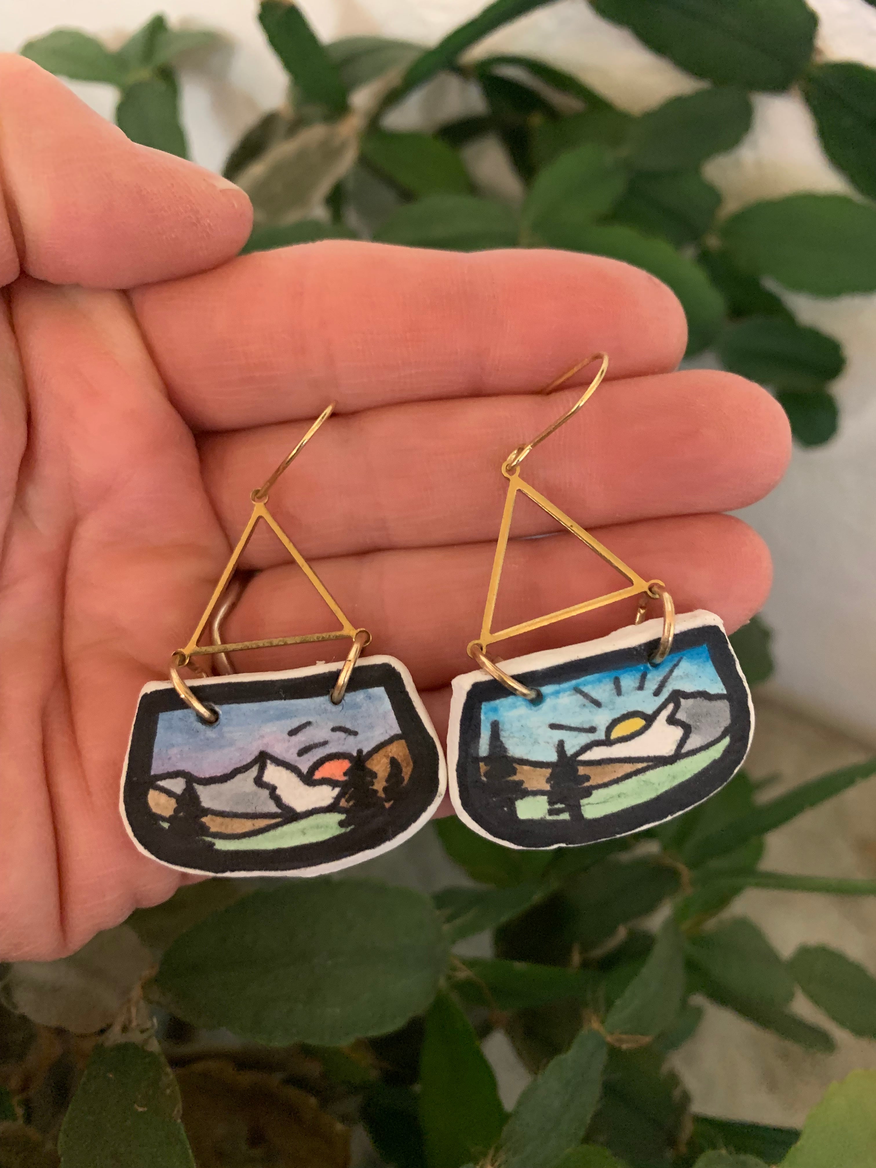 Hand painted shop clay earrings