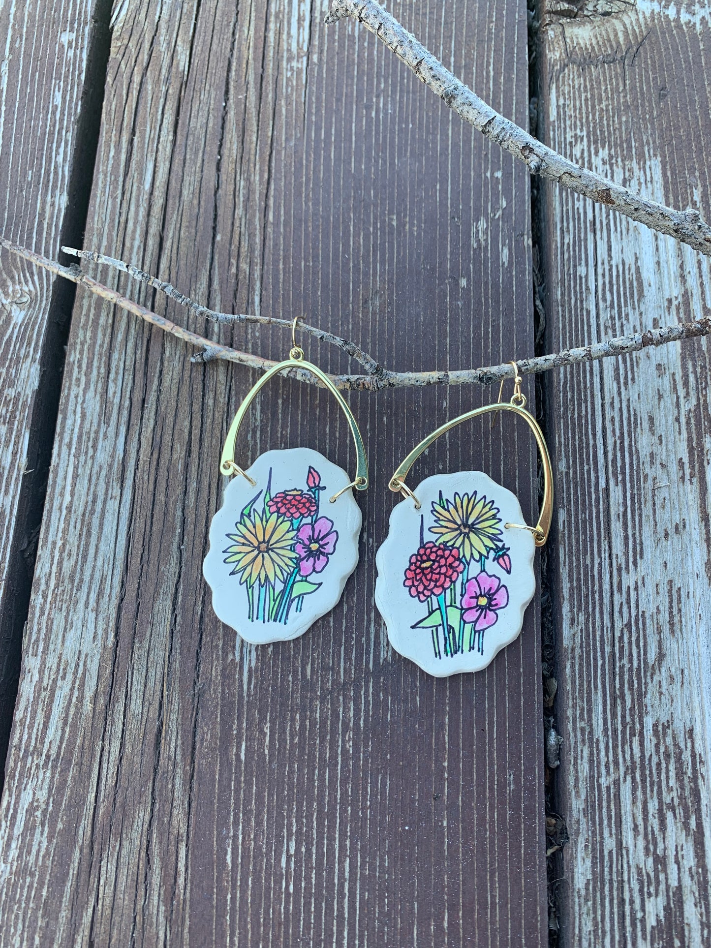 Hand Painted Clay Earrings