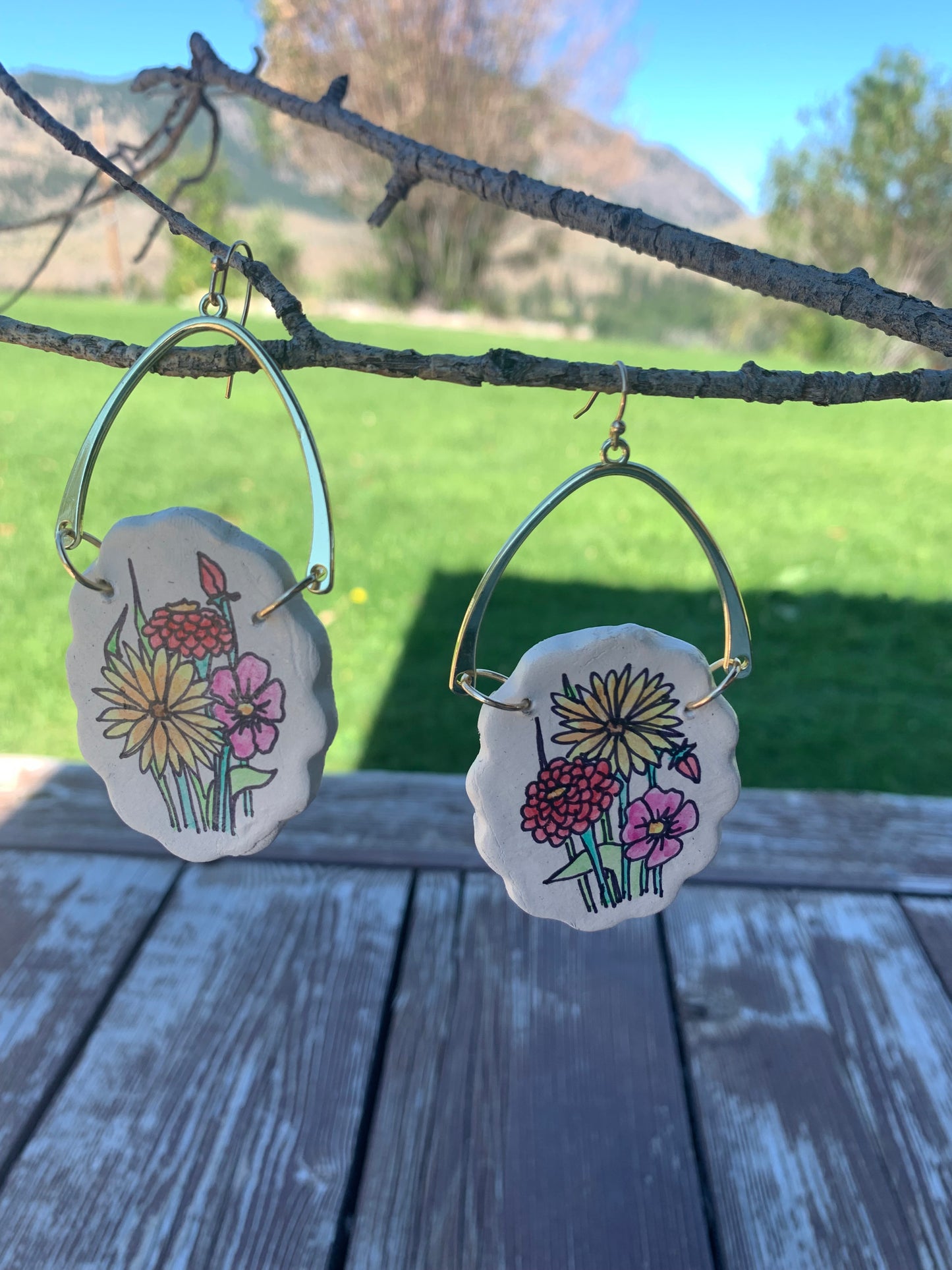 Hand Painted Clay Earrings